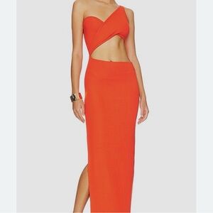 Elegant One Shoulder Orange Dress